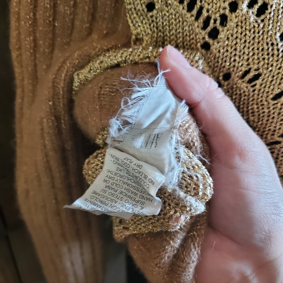 Moschino Couture Tan Merino Gold Lame Turtleneck - Picture 6 of 6